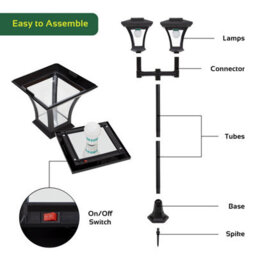 Gardenkraft 19510 Twin Head Solar Powered Lamp Post Garden Light - thumbnail 2