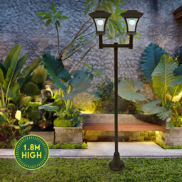 Gardenkraft 19510 Twin Head Solar Powered Lamp Post Garden Light - thumbnail 4