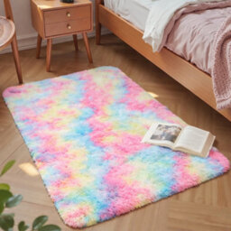 Aspire Homeware Non-Slip Rainbow Shaggy Rug Soft Fluffy Washable Doormat, (L)80Cm X (W)50Cm - thumbnail 6