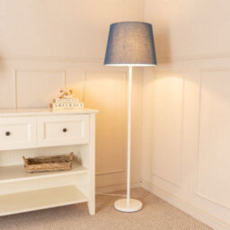 Valuelights Charles White Floor Lamp With Navy Tapered Shade - thumbnail 5
