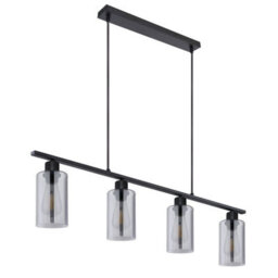 Luminosa Lighting Luminosa Hadera Bar Pendant Ceiling Light Matt Black Smoke Glass Shade 4X E27 - thumbnail 2