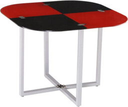 Kosy Koala Dining Table And 4 Faux Leather Chairs Space Saver Black And Red Kitchen Set Of 4 (Red/black) - thumbnail 3