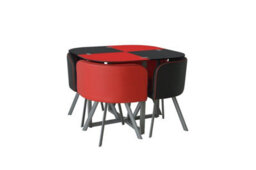 Kosy Koala Dining Table And 4 Faux Leather Chairs Space Saver Black And Red Kitchen Set Of 4 (Red/black) - thumbnail 1