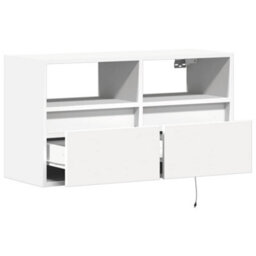 Berkfield Durable Tv Wall Cabinet With Led Lights White 80X31X45 Cm - thumbnail 9