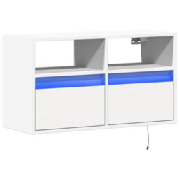 Berkfield Durable Tv Wall Cabinet With Led Lights White 80X31X45 Cm - thumbnail 3