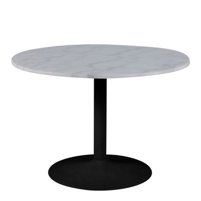 Furniture To Go Tarifa Round Dining Table With White Polished Marble Top And Black Base - image 1