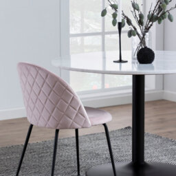 Furniture To Go Tarifa Round Dining Table With White Polished Marble Top And Black Base - thumbnail 8