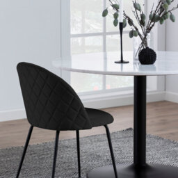 Furniture To Go Tarifa Round Dining Table With White Polished Marble Top And Black Base - thumbnail 7