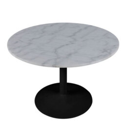 Furniture To Go Tarifa Round Dining Table With White Polished Marble Top And Black Base - thumbnail 3