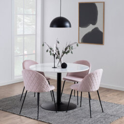 Furniture To Go Tarifa Round Dining Table With White Polished Marble Top And Black Base - thumbnail 6
