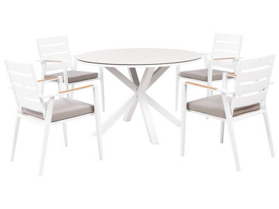 Beliani Garden Dining Set 4 Seater Maletto/taviano With Cushions Metal Grey - image 1