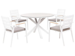 Beliani Garden Dining Set 4 Seater Maletto/taviano With Cushions Metal Grey - thumbnail 1