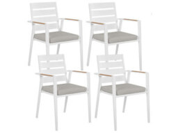 Beliani Garden Dining Set 4 Seater Maletto/taviano With Cushions Metal Grey - thumbnail 5