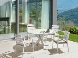 Beliani Garden Dining Set 4 Seater Maletto/taviano With Cushions Metal Grey - thumbnail 2