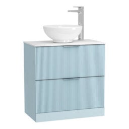 Royal Bathrooms Evora 800mm Powder Blue Fluted Floor Standing Vanity Unit 2 Drawer With Countertop Basin - Breeze - thumbnail 4
