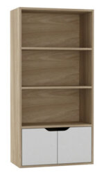 Urbn-Living Urbnliving Height 118Cm 4 Tier Wooden Bookcase Cupboard With Doors Storage Shelving Display Colour Oak Door White Cabinet Unit - thumbnail 4