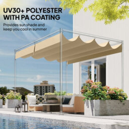 Outsunny Retractable Pergola Canopy Only For 4 X 3 M Pergola, Khaki - thumbnail 5