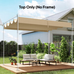 Outsunny Retractable Pergola Canopy Only For 4 X 3 M Pergola, Khaki - thumbnail 1