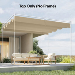 Outsunny Retractable Pergola Canopy Only For 4 X 3 M Pergola, Khaki - thumbnail 8