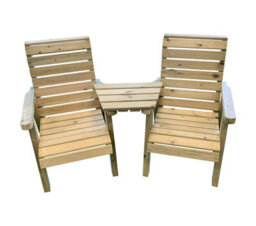 Churnet Valley Garden Furniture Ltd Clover Love Seats With Angled Tray - Timber - L76 X W168 X H98 Cm - Minimal Assembly Required - thumbnail 1