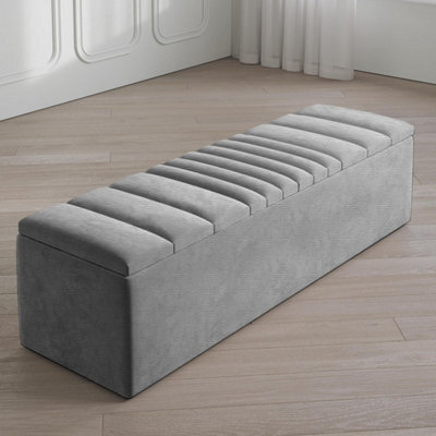 Safar 90Cm Large Ottoman Storage Box - Naples Shoes Bench - Grey Lined Upholstery Blanket Storage Box - image 1