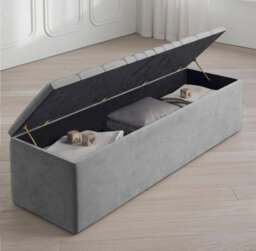 Safar 90Cm Large Ottoman Storage Box - Naples Shoes Bench - Grey Lined Upholstery Blanket Storage Box - thumbnail 2