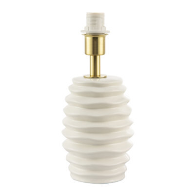 Happy Homewares Modern Off-White Gloss Ceramic Table Lamp Base With Rippled Grooves - image 1
