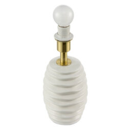 Happy Homewares Modern Off-White Gloss Ceramic Table Lamp Base With Rippled Grooves - thumbnail 2