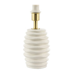 Happy Homewares Modern Off-White Gloss Ceramic Table Lamp Base With Rippled Grooves - thumbnail 1