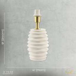 Happy Homewares Modern Off-White Gloss Ceramic Table Lamp Base With Rippled Grooves - thumbnail 6