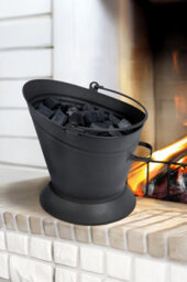Fireside Coal And Ash Bucket - Black Steel Wide Mouth Coal Scuttle 32 Cm With Handles - thumbnail 5