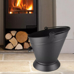 Fireside Coal And Ash Bucket - Black Steel Wide Mouth Coal Scuttle 32 Cm With Handles - thumbnail 3