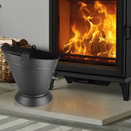 Fireside Coal And Ash Bucket - Black Steel Wide Mouth Coal Scuttle 32 Cm With Handles