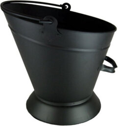Fireside Coal And Ash Bucket - Black Steel Wide Mouth Coal Scuttle 32 Cm With Handles - thumbnail 2