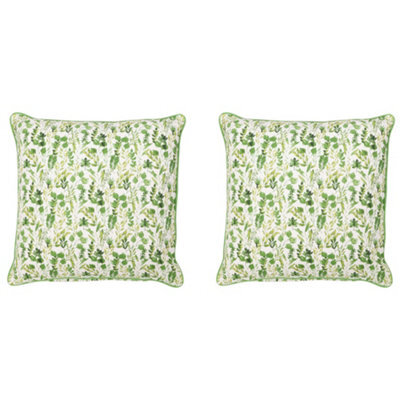 Dibor Set Of 2 Large Green Leaf Print Outdoor Garden Sofa & Chair Cushions - image 1