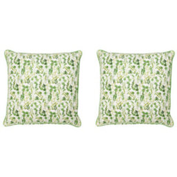Dibor Set Of 2 Large Green Leaf Print Outdoor Garden Sofa & Chair Cushions - thumbnail 1