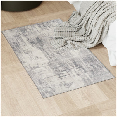 Tectake Washable Rug Nadira - Different Sizes, Abstract Pattern, Synthetic Wool And Felt, Non-Slip 60 X 110 Cm - Beige/grey - image 1