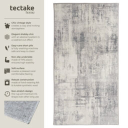 Tectake Washable Rug Nadira - Different Sizes, Abstract Pattern, Synthetic Wool And Felt, Non-Slip 60 X 110 Cm - Beige/grey - thumbnail 2
