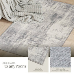 Tectake Washable Rug Nadira - Different Sizes, Abstract Pattern, Synthetic Wool And Felt, Non-Slip 60 X 110 Cm - Beige/grey - thumbnail 4
