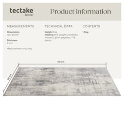 Tectake Washable Rug Nadira - Different Sizes, Abstract Pattern, Synthetic Wool And Felt, Non-Slip 60 X 110 Cm - Beige/grey - thumbnail 6