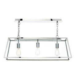 DAR Academy 3 Light Bar Pendant Polished Stainless Steel And Glass - thumbnail 2
