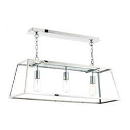 DAR Academy 3 Light Bar Pendant Polished Stainless Steel And Glass - thumbnail 1