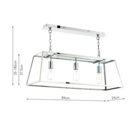 DAR Academy 3 Light Bar Pendant Polished Stainless Steel And Glass - thumbnail 4
