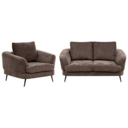 Beliani Living Room Set 3 Seater Kjaer Chenille Dark Brown