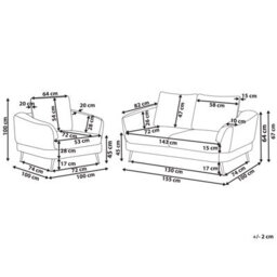 Beliani Living Room Set 3 Seater Kjaer Chenille Dark Brown - thumbnail 3
