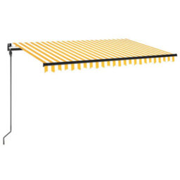 Berkfield Manual Retractable Awning 450X300 Cm Yellow And White - thumbnail 2