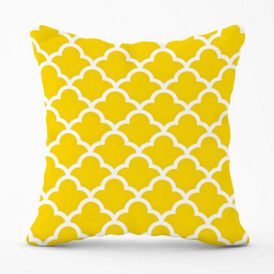 Warren Reed Designer Geometric Yellow Quatrefoil Wave Outdoor Cushion 45Cm X 45Cm - image 1