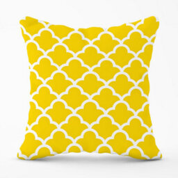 Warren Reed Designer Geometric Yellow Quatrefoil Wave Outdoor Cushion 45Cm X 45Cm - thumbnail 1