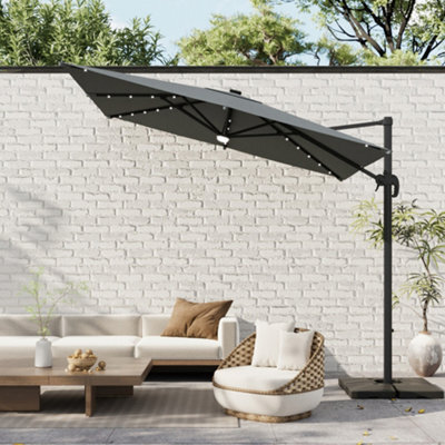 11 foot solar patio umbrella 10' Solar Cantilever Umbrella - LED Lights & UV Protection