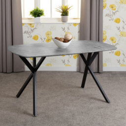 Seconique Athens Concrete Effect Rectangular Dining Set With Blue Velvet Chairs - thumbnail 2